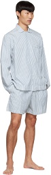 Tekla White & Blue Organic Cotton Pyjama Shorts