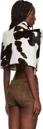LAURA ANDRASCHKO White & Brown Cow Poncho Shearling Jacket