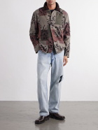 Kartik Research - Embroidered Patchwork Suede-Trimmed Cotton Chore Jacket - Green