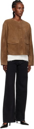 St. Agni Tan Utility Cocoon Suede Jacket