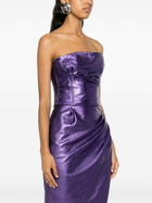 LaQuan Smith Purple Metallic Leather Top