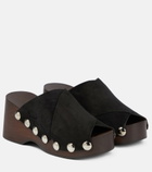 Ganni - Embellished suede clogs