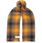 Mr P. - Fringed Checked Wool and Cashmere-Blend Scarf - Yellow