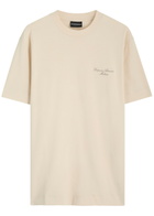 Emporio Armani Logo-embroidered Cotton T-shirt Cream