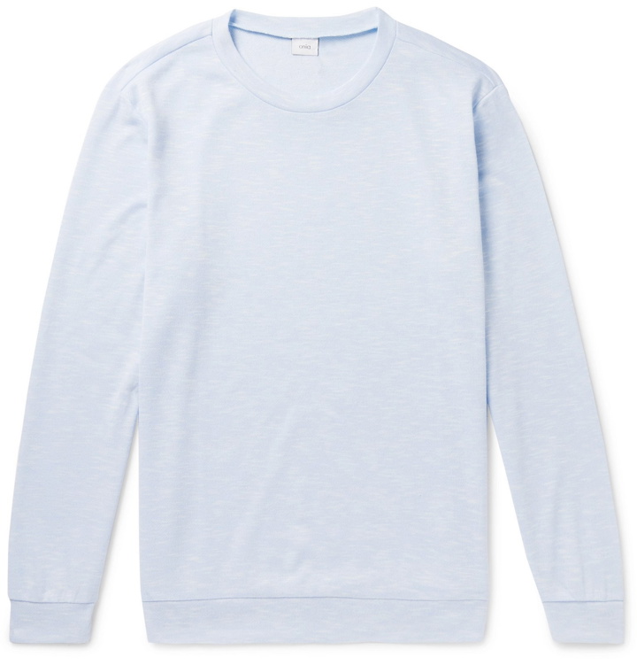 Photo: Onia - Owen Mélange Loopback Cotton-Blend Jersey Sweatshirt - Blue