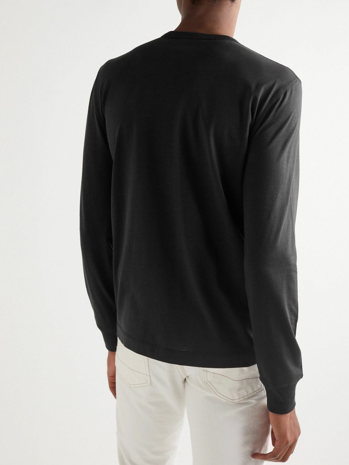 THEORY Size S Grey Black Color Block Modal Blend Henley T-shirt