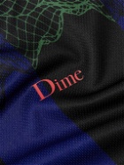 DIME - Striker Logo-Print Embroidered Striped Jersey T-Shirt - Blue