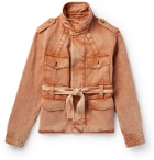 Rochas - Belted Cotton and Linen-Blend Jacket - Brown