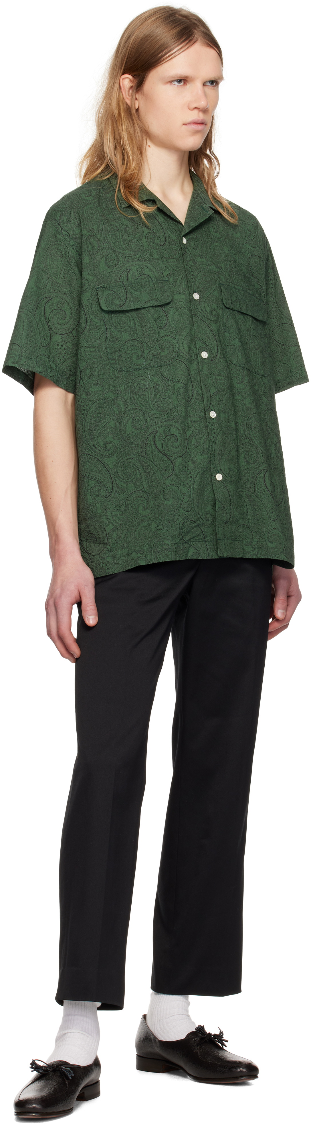 Pilgrim Surf + Supply Green Sam Paisley Short Sleeve Shirt