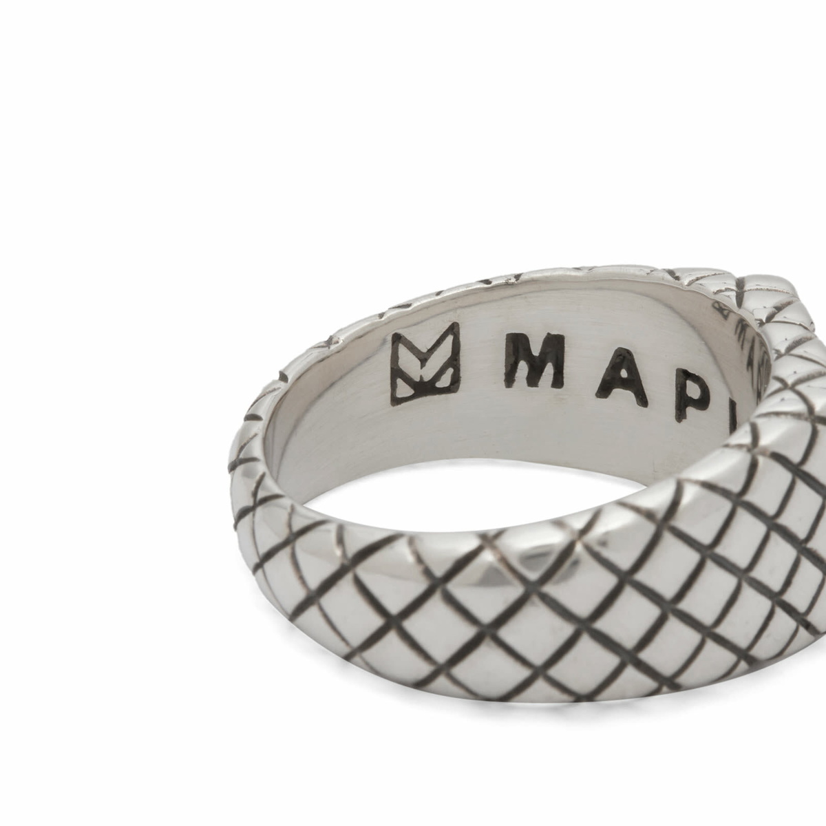 Maple Quilted Signet Ring in Silver
