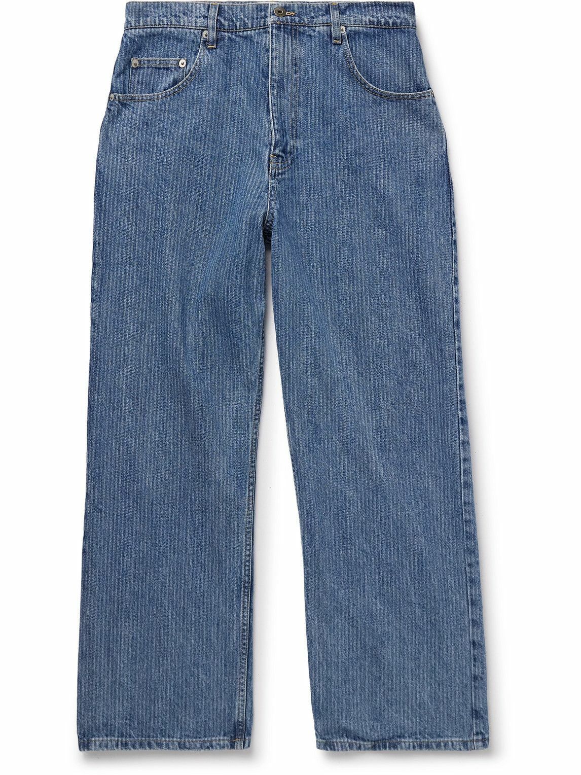 Small Talk - Straight-Leg Striped Jeans - Blue