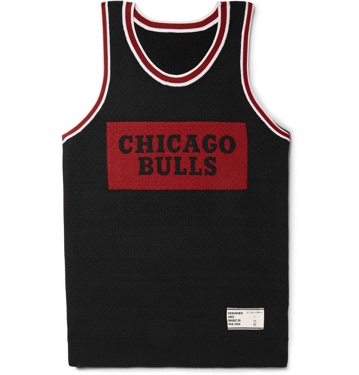 Photo: The Elder Statesman - NBA Chicago Bulls Intarsia Cashmere and Silk-Blend Tank Top - Black