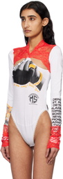 Marine Serre White Regenerated T-shirts & Lace Long Sleeve Bodysuit
