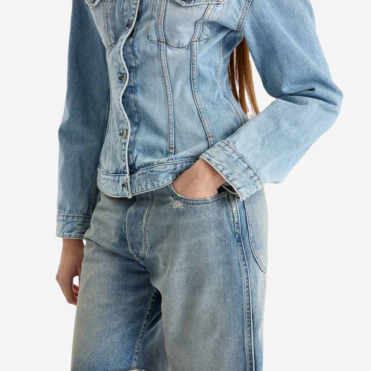 Maison Margiela Women's Denim Shorts in Light Blue
