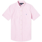 Polo Ralph Lauren Men's Stripe Seersucker Short Sleeve Shirt in Rose/White