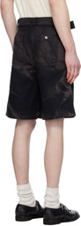 JiyongKim Black Sun-Bleached Double Front Shorts