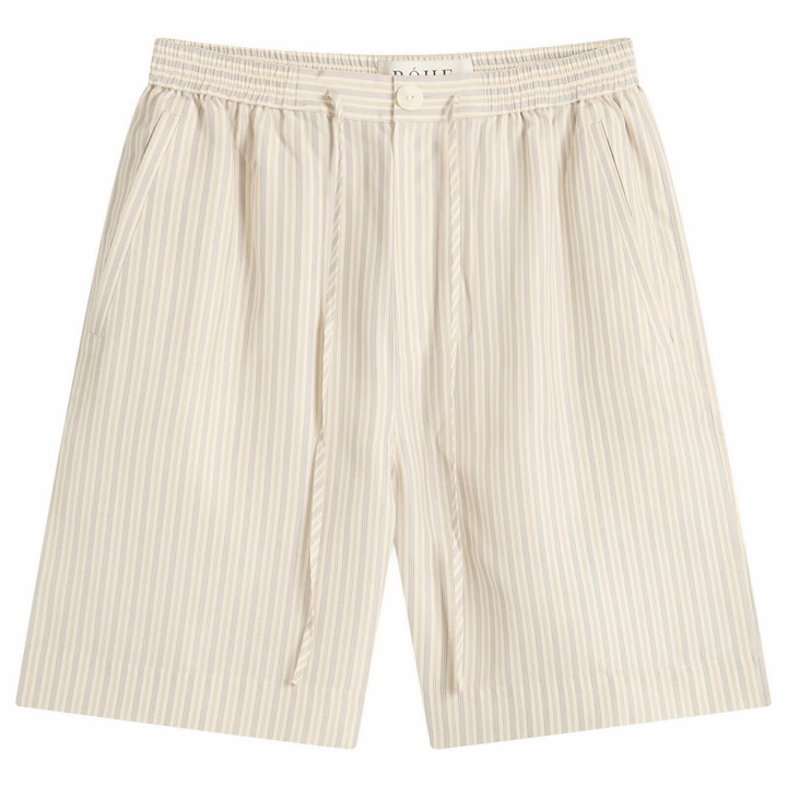 Photo: Róhe Men's Stripe Silk Drawstring Shorts in Cream Heritage Stripe