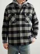 CELINE - Checked Wool-Blend Overshirt - Black