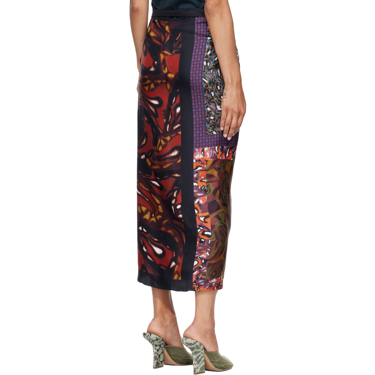 Dries Van Noten Multicolor Wrap Scarf Midi Skirt