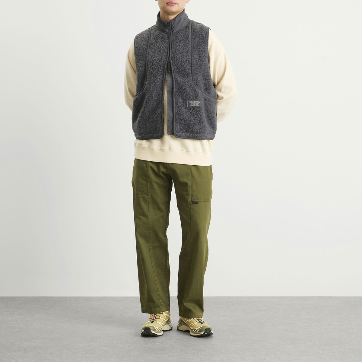 Pas Normal Studios Men's Off-Race Pile Fleece Vest in Steel