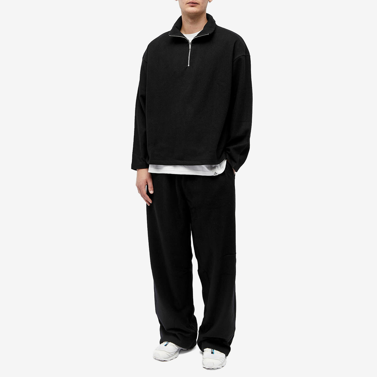 Pangaia Men's Wool Jersey Half Zip Sweat in Black