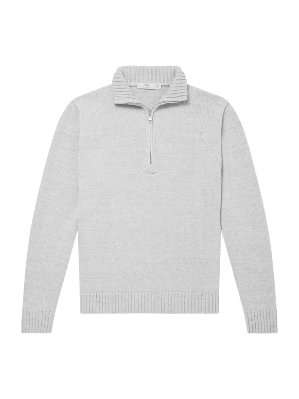 Photo: Inis Meáin - Wool and Linen-Blend Half-Zip Sweater - Gray