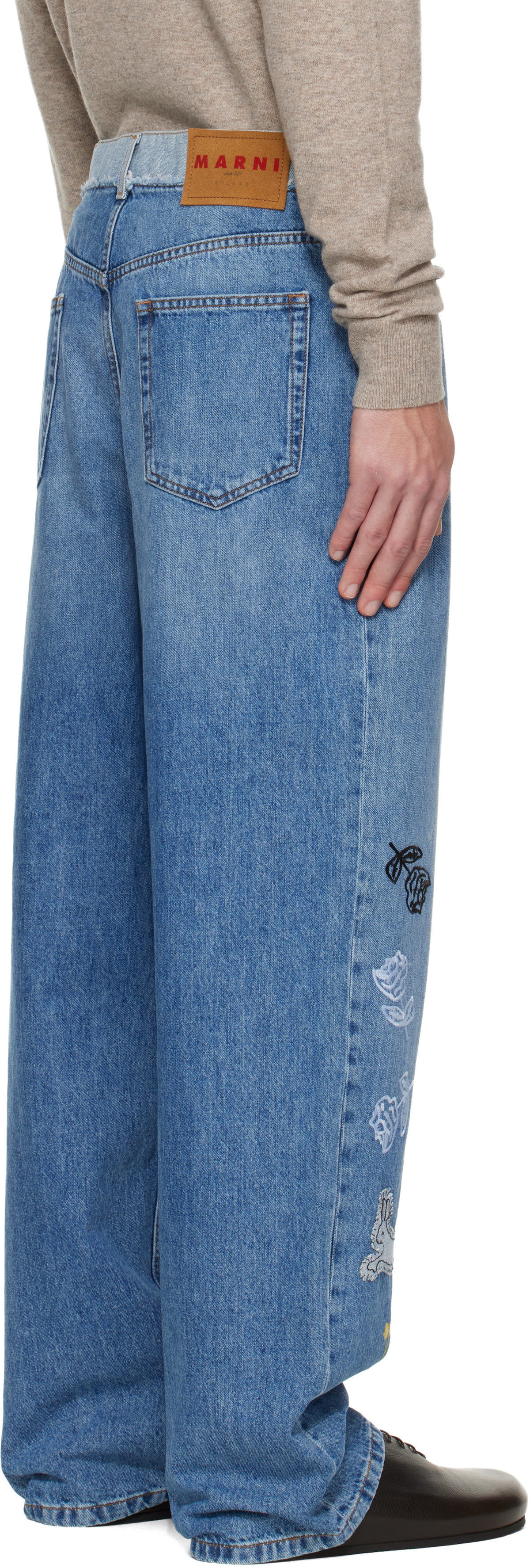 Marni Blue Embroidered Jeans