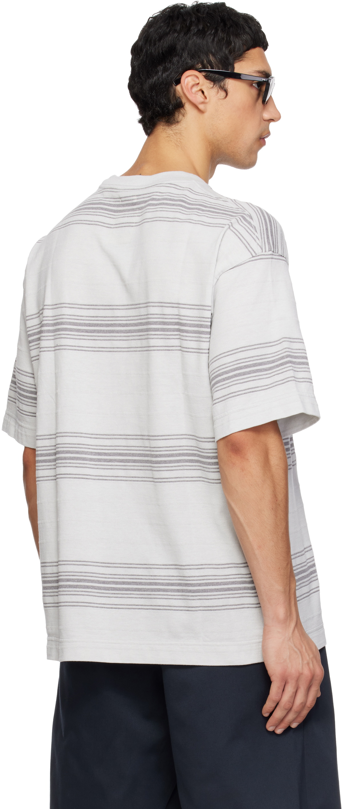 nanamica Gray Stripe T-shirt