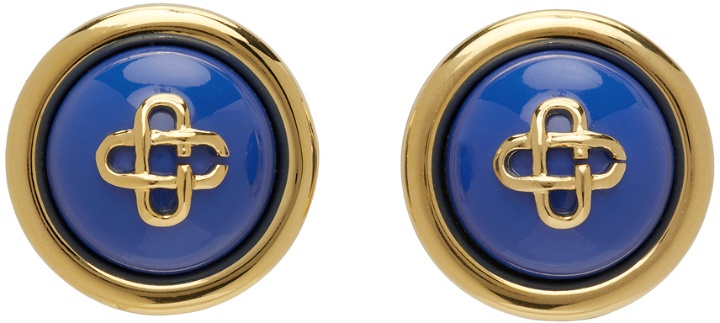 Photo: Casablanca Gold & Blue CC Dome Earrings