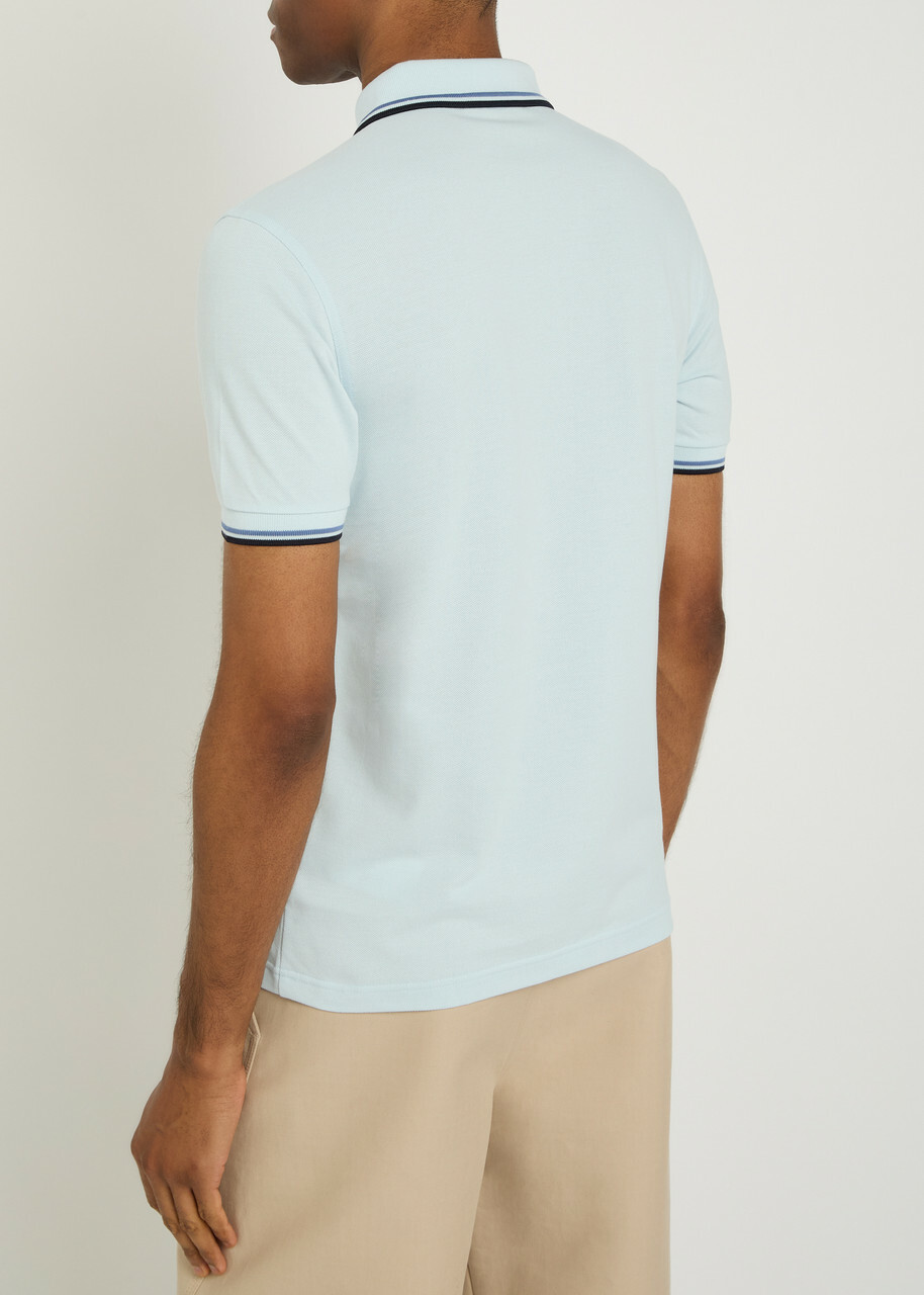 Fred Perry Twin Tipped Logo Piqué Cotton Polo Shirt Light Blue