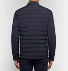 Ermenegildo Zegna - Leather-Trimmed Quilted Stretch-Shell Jacket - Men - Navy