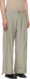 YOKE Taupe Silk Nylon 2Pleated Easy Trousers
