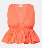 Alaïa Peplum striped cotton and linen top