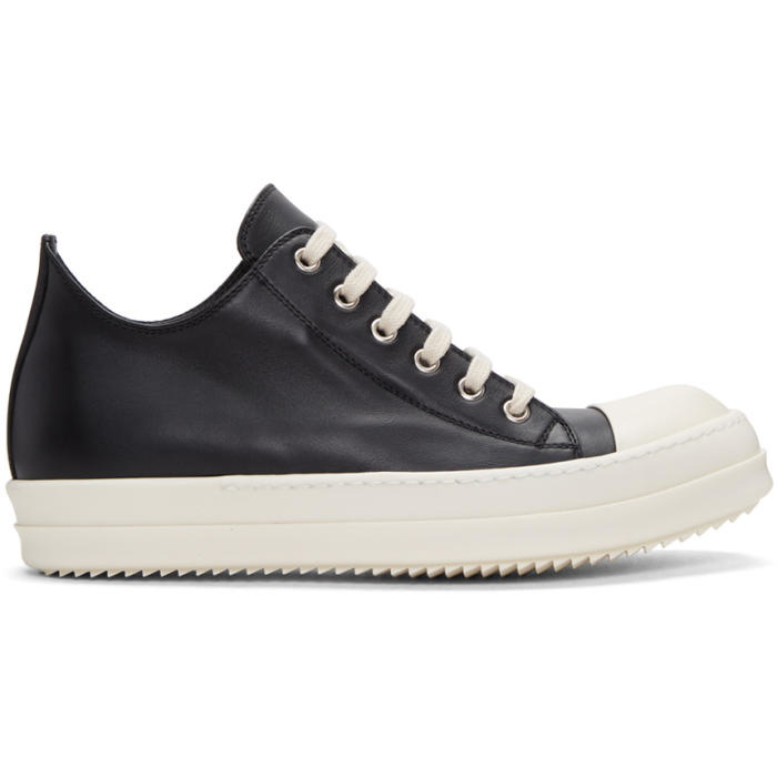 Photo: Rick Owens Black Leather Low Sneakers