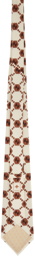 Gucci Off-White & Brown Silk GG Hexagon Tie