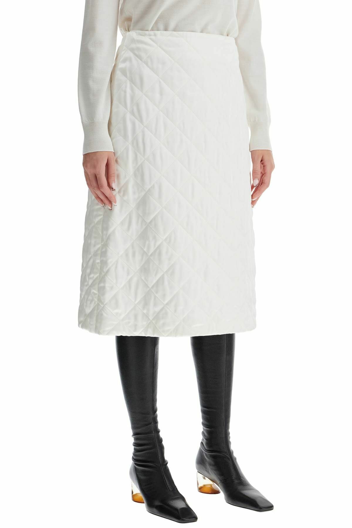 スカート JIL SANDER Woman Skirt White J02MA0264J46655 100 Jil Sander textured-finish zip-up Midi Skirt | White
