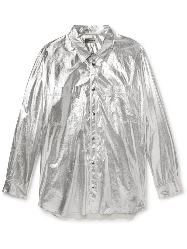 Photo: ISABEL MARANT - Glynta Metallic Cotton Shirt - Silver