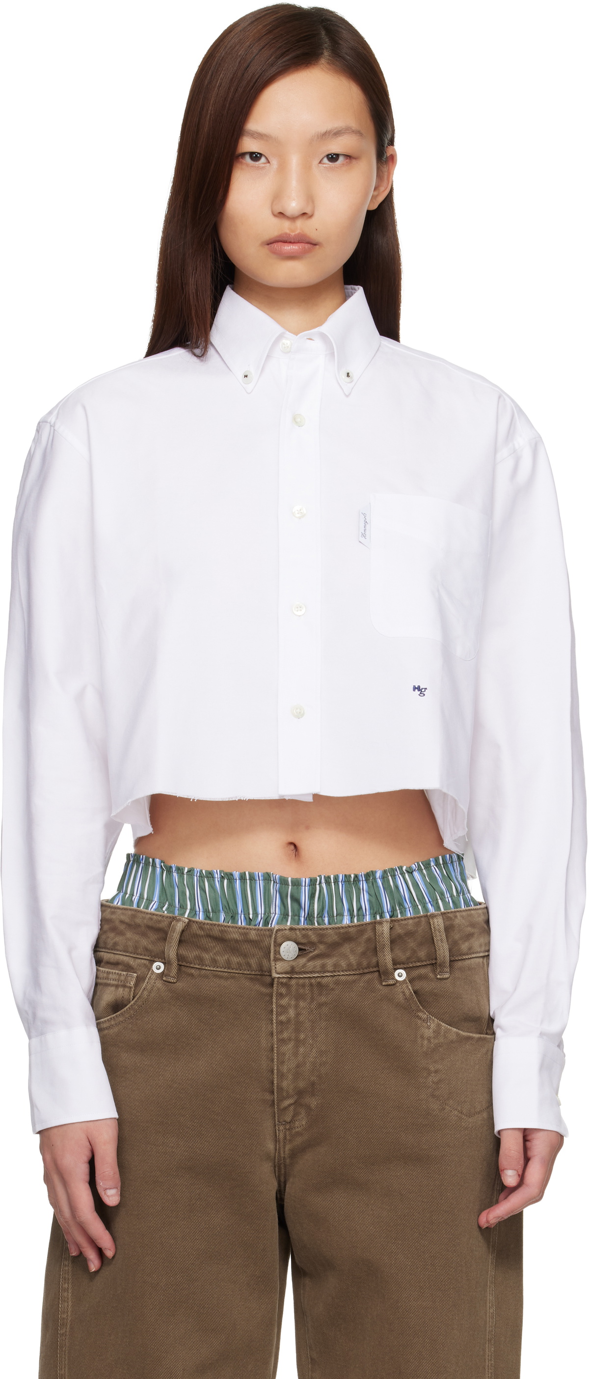 HommeGirls White Cropped Shirt