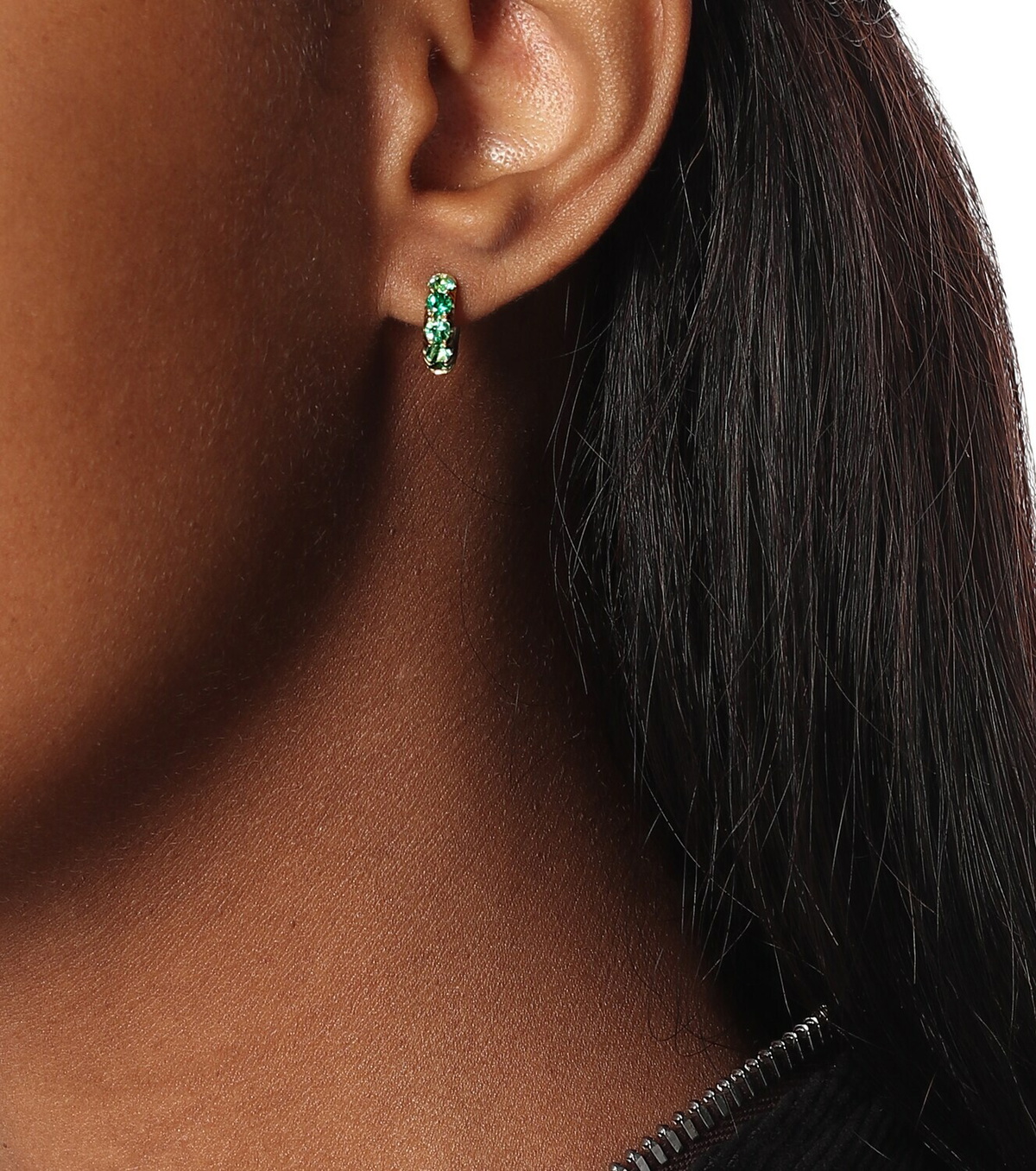 Spinelli Kilcollin - Mini Macro Hoop 18kt gold and emerald single 