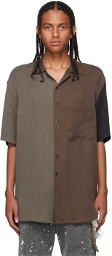 Song for the Mute Brown & Taupe Cupro Short Sleeve Shirt