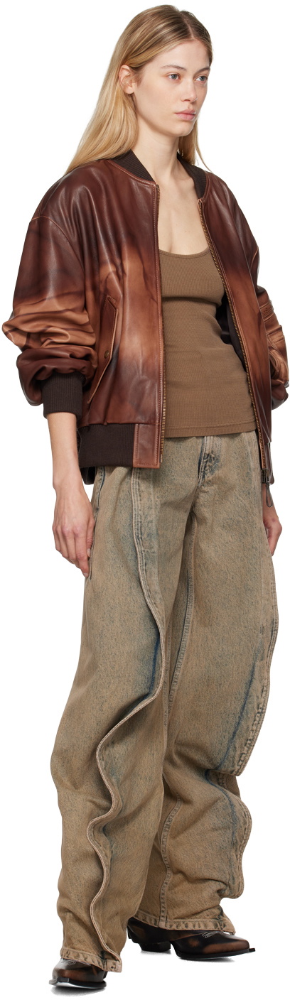 Y/Project Brown Invisible Strap Tank Top