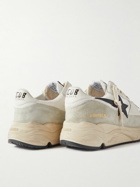 Golden Goose - Distressed Leather-Trimmed Suede and Mesh Sneakers - White
