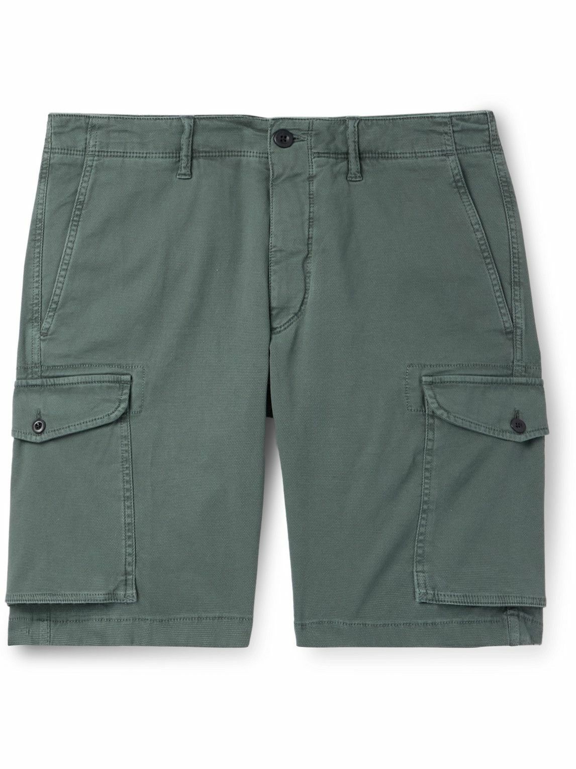 Incotex - Straight-Leg Textured Cotton-Blend Cargo Shorts - Green