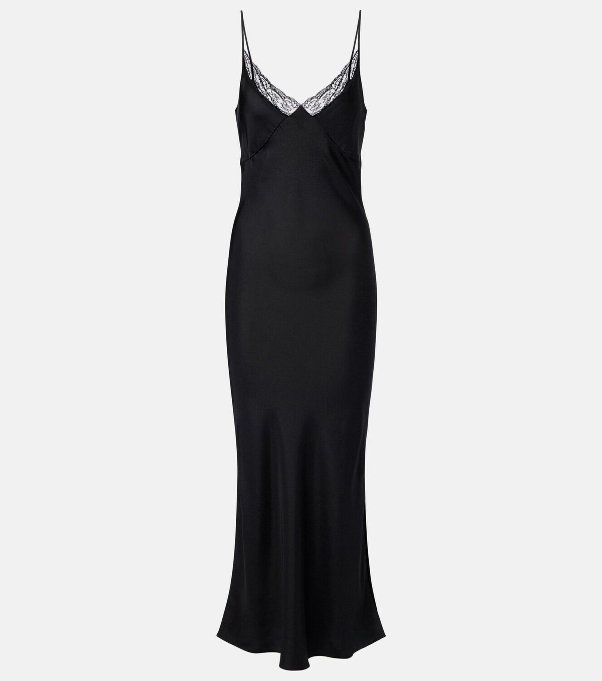 The Row Barina lace-trimmed silk slip dress