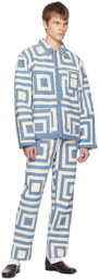 Bode Blue & Off-White House Steps Trousers