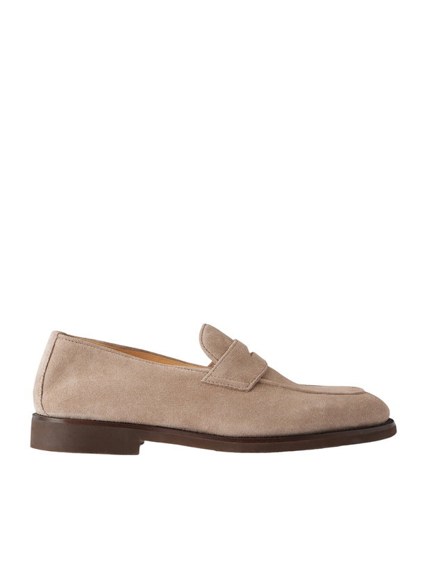 Photo: Brunello Cucinelli - Flex Suede Penny Loafers - Neutrals