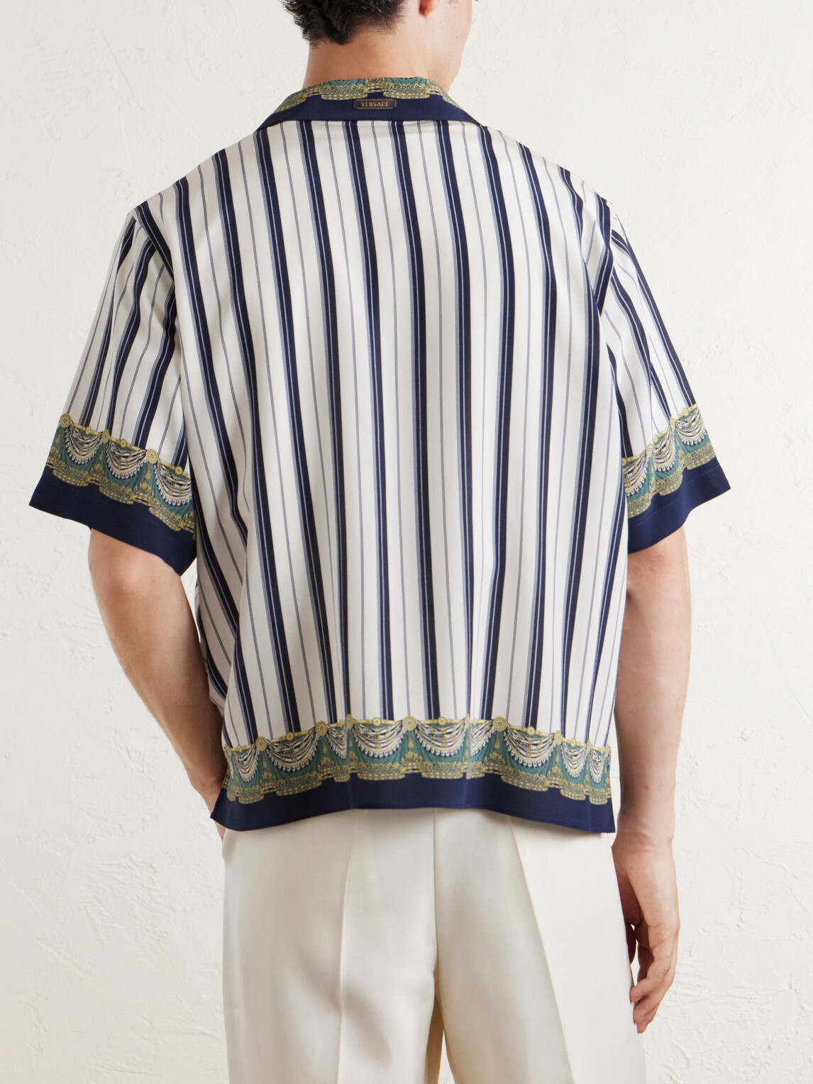 Versace - Striped Silk-Crepe de Chine Shirt - Blue