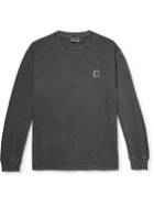 Carhartt WIP - Nelson Logo-Appliquéd Garment-Dyed Cotton-Jersey T-Shirt - Gray