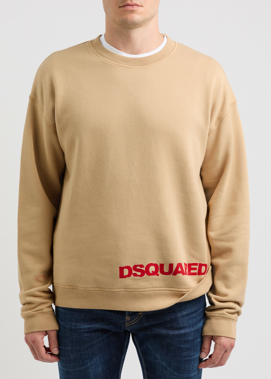 DSQUARED2 Logo-print Cotton Sweatshirt Beige Dsquared2