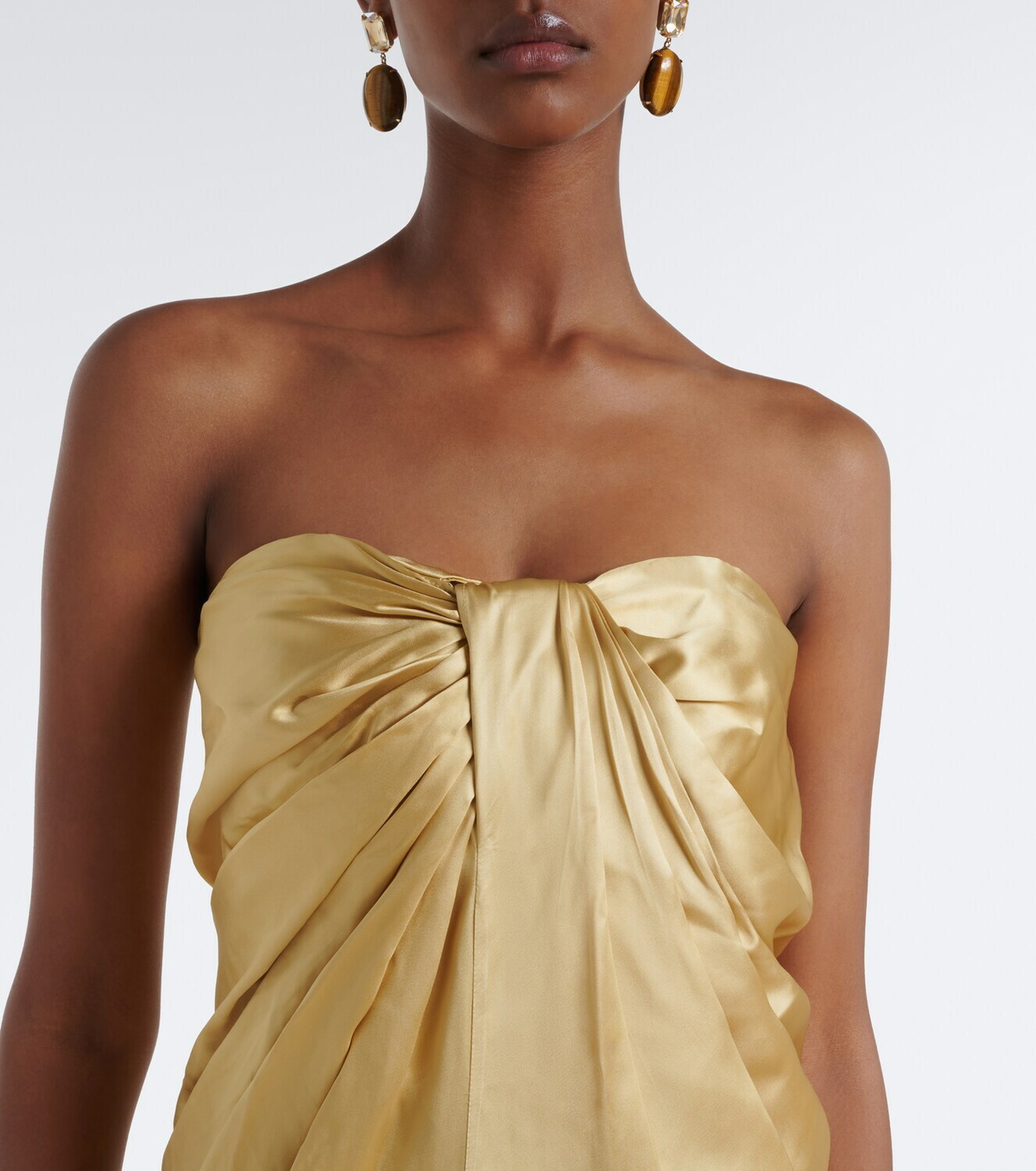 Tove Zenaida gathered satin bustier gown